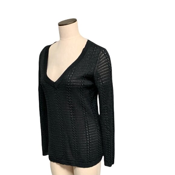 New York & Company M Tunic Sweater Black Silver Metallic Long Sleeve 208E - Picture 3 of 7